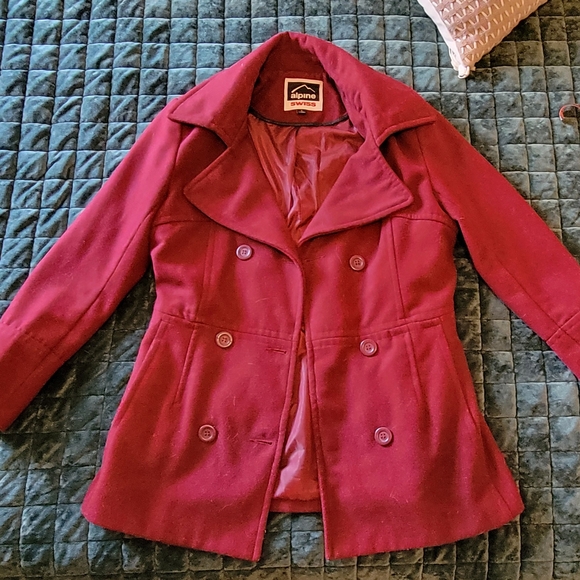 Alpine Swiss Jackets & Blazers - Burgundy Peacoat Y2K